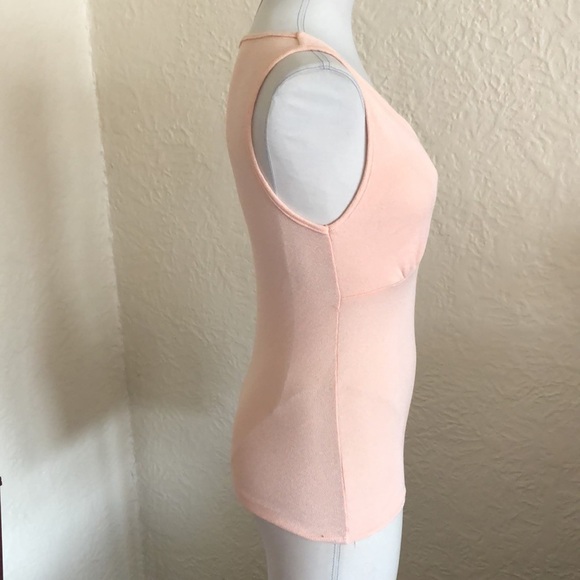 Michael Stars Light Peach Silver Shine Empire Waist V-Neck Crossover Tank Top - Picture 4 of 7